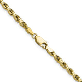 10K Yellow Gold 3.5 mm Rope Chain Necklace, Polished alternate angle