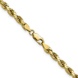 10K Yellow Gold 4 mm Rope Chain Necklace, Polished alternate angle