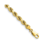 10K Yellow Gold 4 mm Rope Chain Anklet, Polished