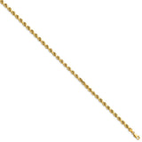 10K Yellow Gold 4 mm Rope Chain Anklet, Polished alternate angle