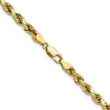 10K Yellow Gold 4.9 mm Rope Chain Necklace, Polished alternate angle