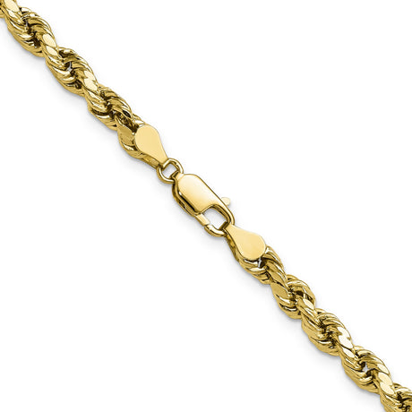 10K Yellow Gold 4.9 mm Rope Chain Necklace, Polished alternate angle