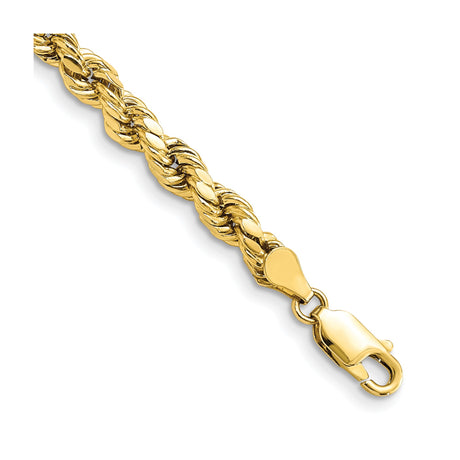 10K Yellow Gold 4.9 mm Rope Chain Bracelet, Polished