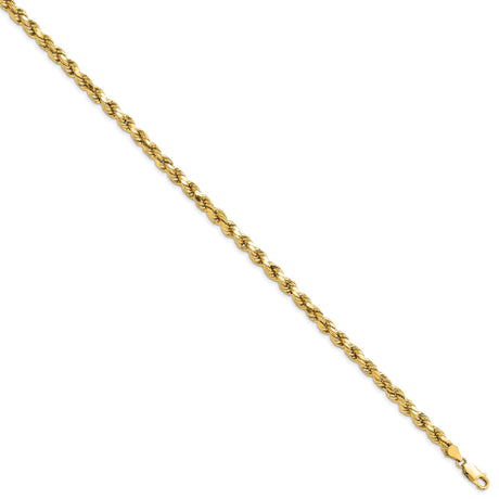 10K Yellow Gold 4.9 mm Rope Chain Anklet, Polished alternate angle