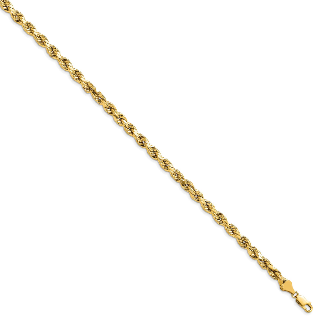 10K Yellow Gold 5.5 mm Rope Chain Bracelet, Polished alternate angle