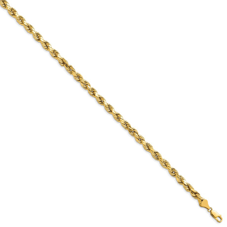 10K Yellow Gold 5.5 mm Rope Chain Bracelet, Polished alternate angle