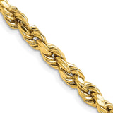 10K Yellow Gold 5.5 mm Rope Chain Necklace, Polished detail view