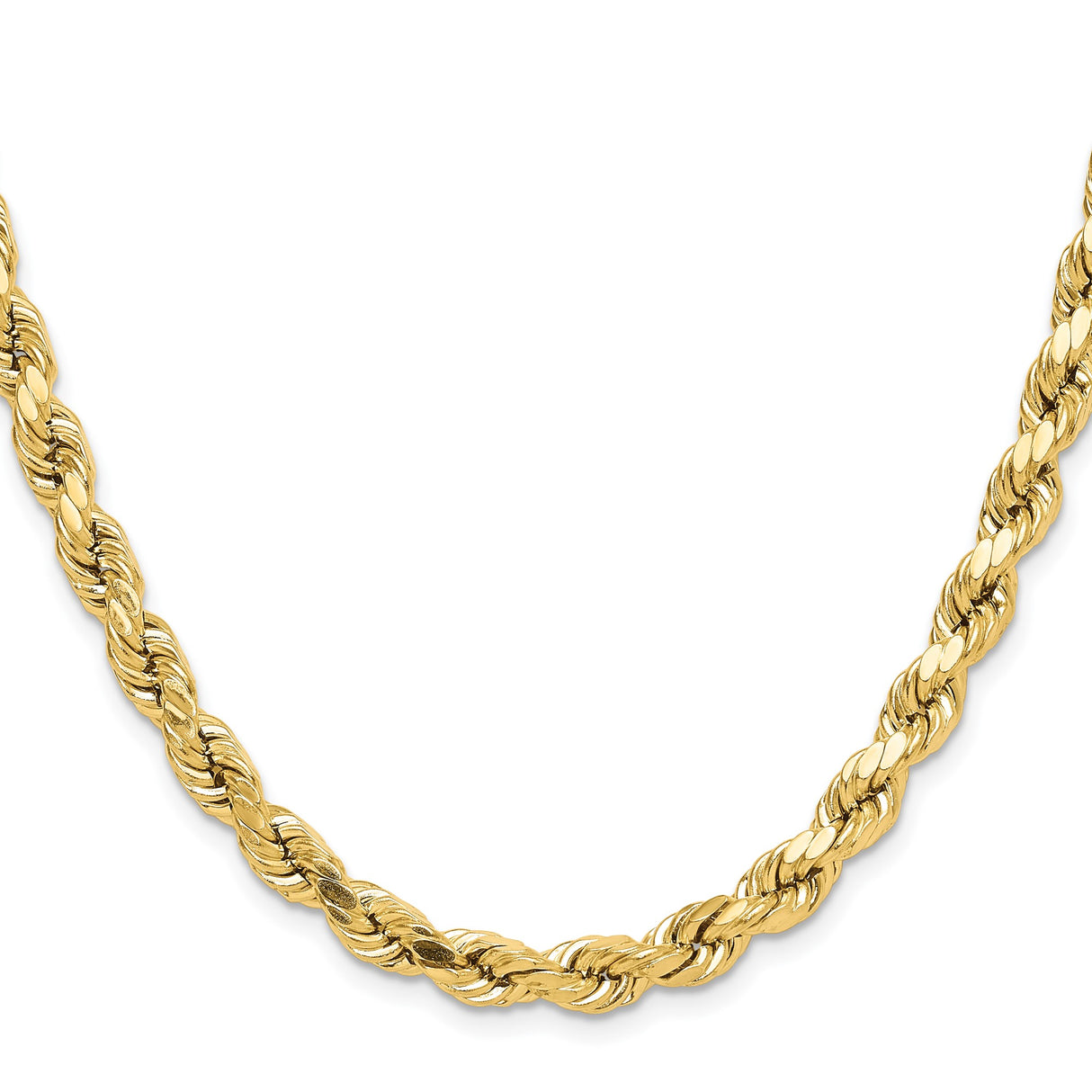 10K Yellow Gold 6.5 mm Rope Chain Necklace, Polished