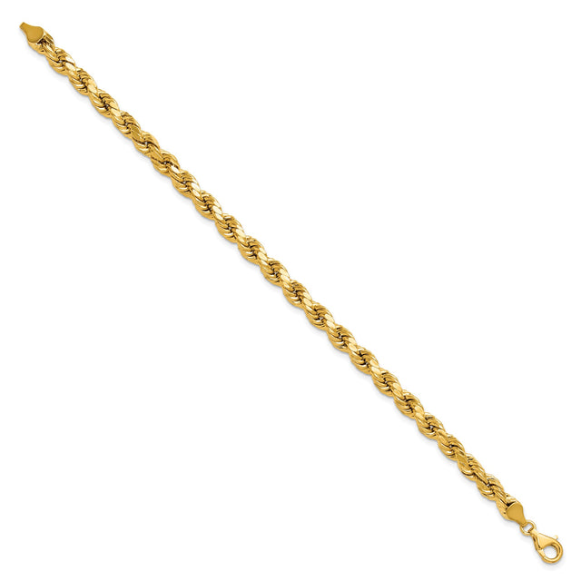 10K Yellow Gold 6.5 mm Rope Chain Bracelet, Polished