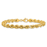 10K Yellow Gold 6.5 mm Rope Chain Anklet, Polished alternate angle