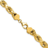 10K Yellow Gold 8 mm Rope Chain Necklace, Polished alternate angle