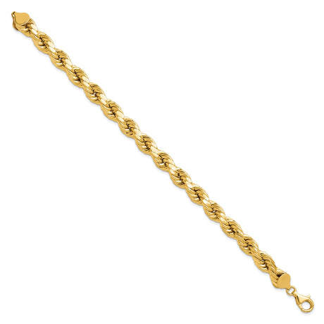 10K Yellow Gold 8 mm Rope Chain Anklet, Polished