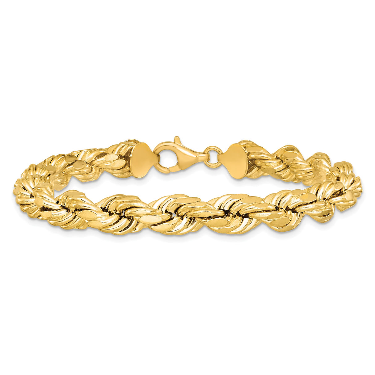 10K Yellow Gold 8 mm Rope Chain Anklet, Polished alternate angle