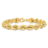 10K Yellow Gold 8 mm Rope Chain Anklet, Polished alternate angle