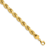 10K Yellow Gold 8 mm Rope Chain Anklet, Polished shown for scale