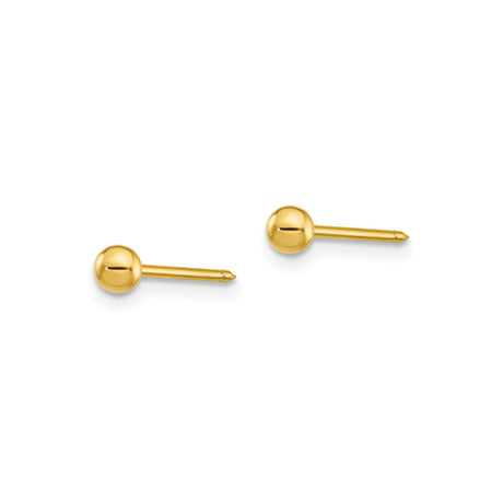 Stainless Steel Ball Stud Earrings, Polished Gold Sphere, Minimalist Unisex Style
