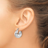 10k White Gold Hoop Earrings, Polished Domed Tapered Design with Hinged Backs, Minimalist Style