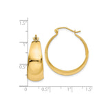 10k Yellow Gold Tapered Hoop Earrings, Polished Hinged Design, Small Minimalist Style for Women
