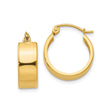 10k Yellow Gold Hoop Earrings, Classic Wide Band High Polish, Lightweight Minimalist Style