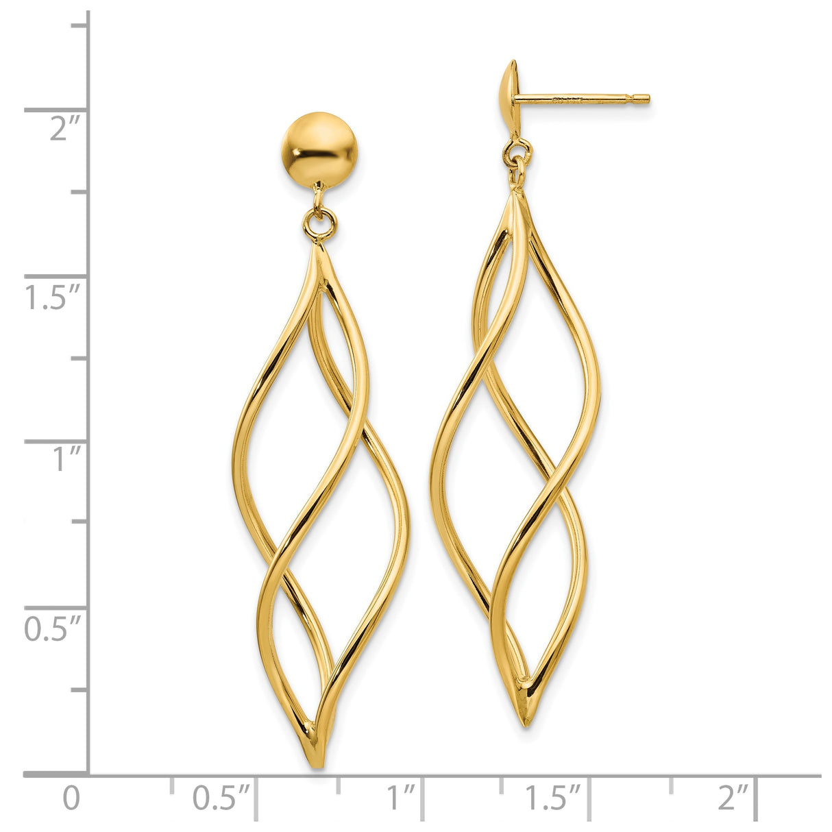 10k Yellow Gold Earrings, Twisted Open Teardrop Drop Design, Lightweight Modern Style for Women