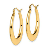 10k Yellow Gold Hoop Earrings, Medium Tapered Hollow Design with Polished Finish