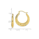 10k Yellow Gold Hoop Earrings with Greek Key Design, Polished Meander Pattern Jewelry