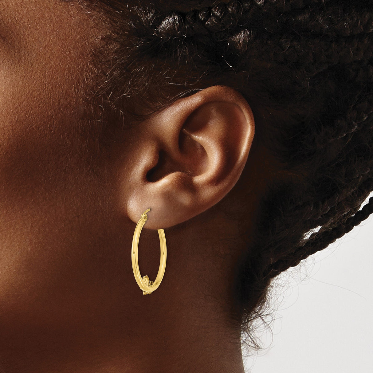 10k Yellow Gold Hoop Earrings with Cherub Angel Design, Christian Spiritual Jewelry for Women