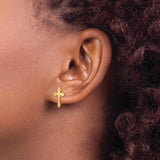10k Yellow Gold Cross Pendant with Budded Arms and Satin Finish, Classic Religious Design