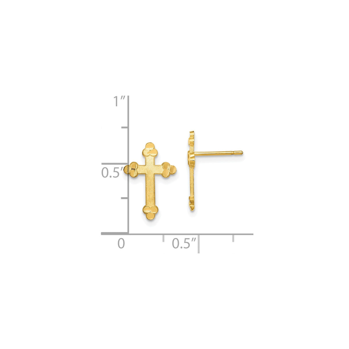 10k Yellow Gold Cross Pendant with Budded Arms and Satin Finish, Classic Religious Design