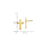 10k Yellow Gold Cross Pendant with Budded Arms and Satin Finish, Classic Religious Design
