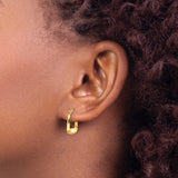 10k Yellow Gold Square Hoop Earrings, Sleek Geometric Hollow Design for Women