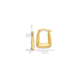 10k Yellow Gold Square Hoop Earrings, Sleek Geometric Hollow Design for Women