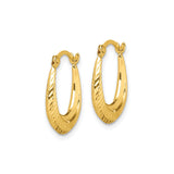 10k Yellow Gold Hoop Earrings with Leaf Pattern and Textured Finish
