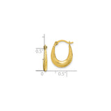 10k Yellow Gold Hoop Earrings with Leaf Pattern and Textured Finish