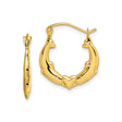 10k Yellow Gold Heart Hoop Earrings with Dolphin Motif, Marine Theme for Women