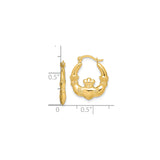 10k Yellow Gold Claddagh Hoop Earrings with Heart and Crown Celtic Design for Women