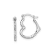 10k White Gold Hoop Earrings, Bamboo-Inspired Wavy Geometric Design, Lightweight Minimalist Style