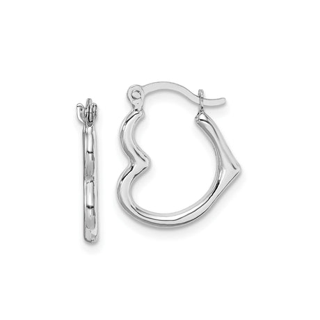 10k White Gold Hoop Earrings, Bamboo-Inspired Wavy Geometric Design, Lightweight Minimalist Style