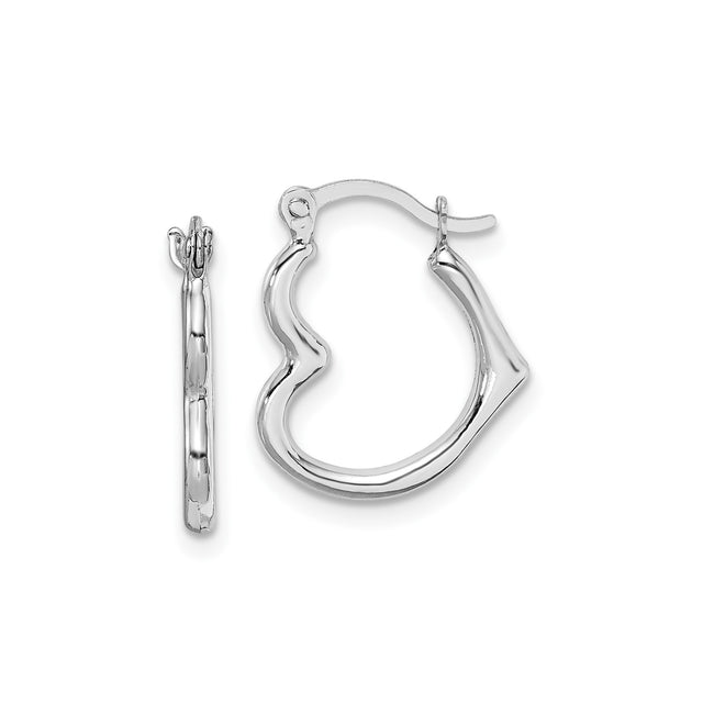 10k White Gold Hoop Earrings, Bamboo-Inspired Wavy Geometric Design, Lightweight Minimalist Style