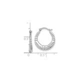 10k White Gold Hoop Earrings with Polished Bamboo Style Design, Lightweight and Modern Look