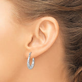 10k White Gold Hoop Earrings with Hammered Finish and Latch Closure