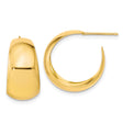 10k Yellow Gold Crescent Hoop Earrings, Polished Minimalist Lightweight Style for Women