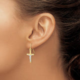 10k Yellow Gold Crucifix Cross Pendant with Jesus Figure, Two Tone Religious Design