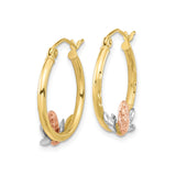 10K Tri Color Gold Our Lady Of Guadalupe Hoop Earrings