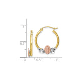 10K Tri Color Gold Our Lady Of Guadalupe Hoop Earrings