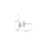 10k White Gold Stud Earrings with Baguette Crystal, Minimalist Bar Design for Women