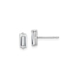 10k White Gold Stud Earrings with Baguette Crystal, Minimalist Bar Design for Women