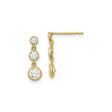 10k Yellow Gold Drop Earrings with Three Bezel Set Round Cubic Zirconia, Dangle Design