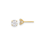 10k Yellow Gold Solitaire Stud Earrings with Round Cut Clear Gemstone, Classic Minimalist Design