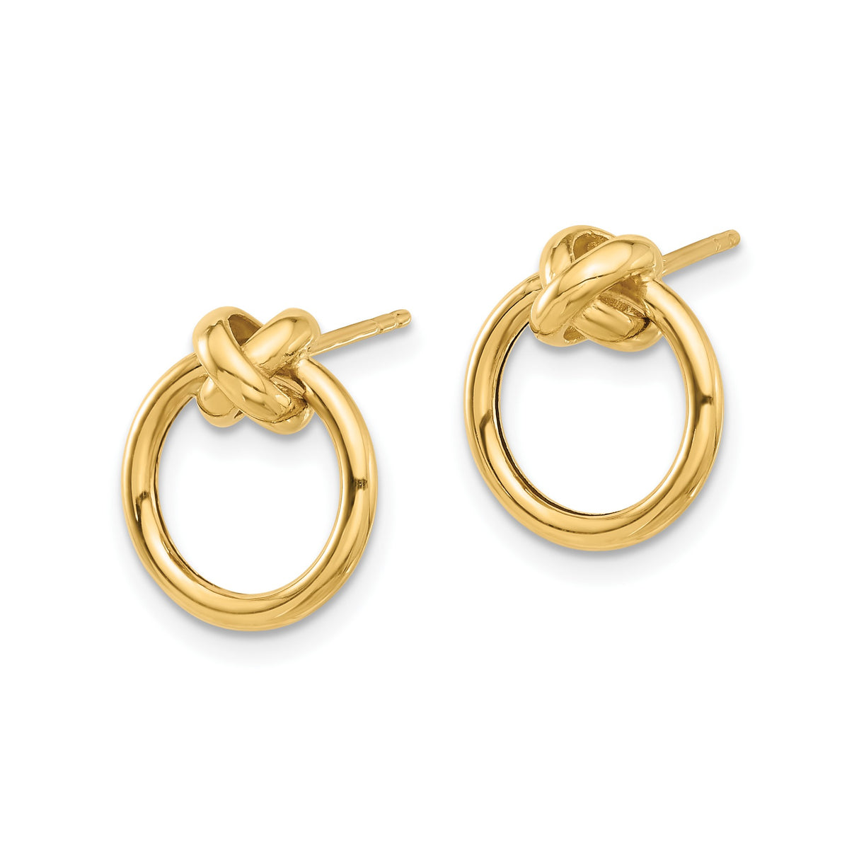 10k Yellow Gold Love Knot Stud Earrings, Circular Loop Design, Symbolic Jewelry for Women